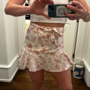 Grey bandit floral tie skirt